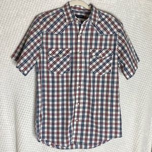 Double pump plaid western style shirt